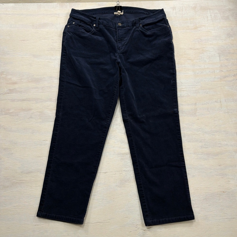 Eileen Fisher Pants Corduroy Straight Leg Size 14 Navy Blue Women F18COQ